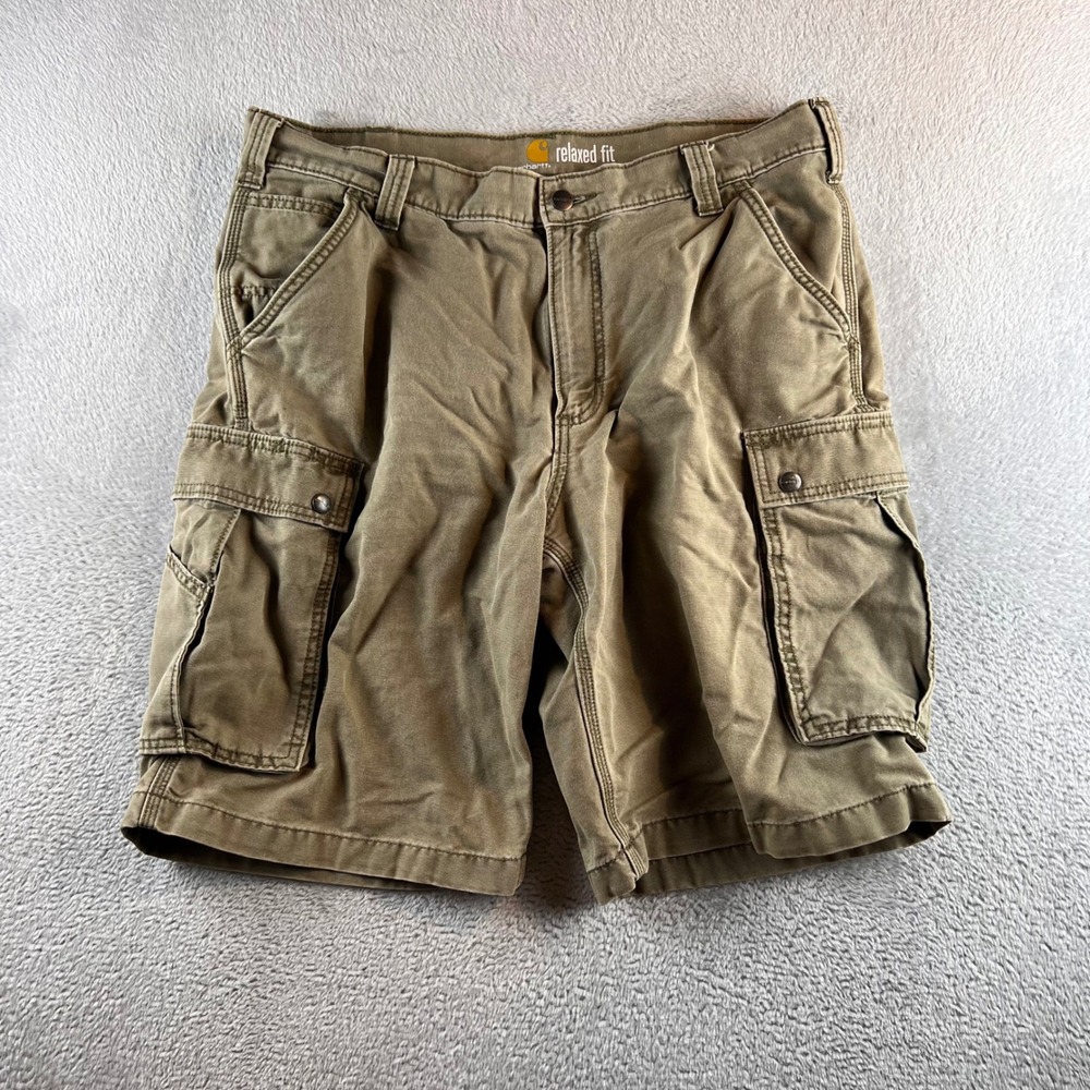 Carhartt Relaxed Fit Cargo Shorts Mens 36 (35) Green Canvas Workwear 100277 301